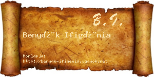 Benyák Ifigénia névjegykártya